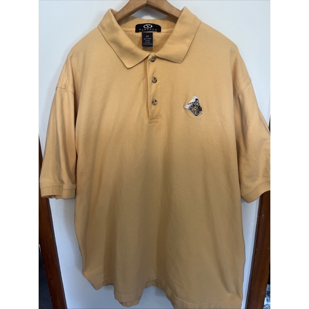 Vantage‎ Brand Purdue Boilermakers Men's 2X Polo Short Sleeve Shirt Yellow